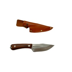 Hunting Knife 4-1/4 Harpoon Point Blade Wood Handle W/belt Loop Sheath"