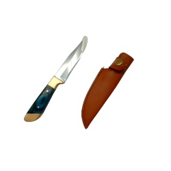 Mini Hunting Knife 3 Clip Point Blade Green Handle W/snap Close Sheath"
