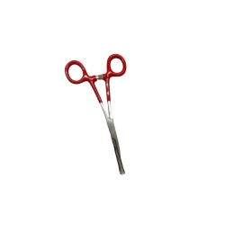 Forceps Straight Locking 6-1/4 w/Red Insulated Handles"