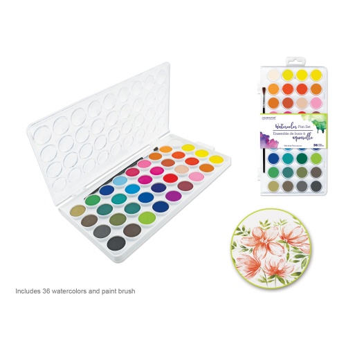 Artist Watercolor Pan Set 36pc w/Brush