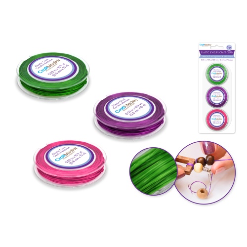 Brights Mix 30m Elastic Cord 3 Asst Rolls 0.8mmx10m B) Jewelry/craft Cord