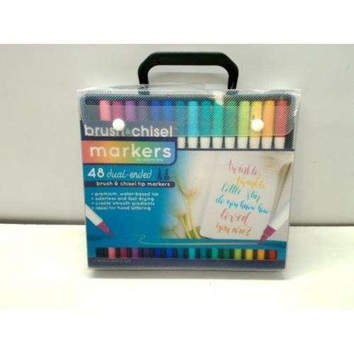 Dual Ended Brush & Chisel Markers 48pk. Assorted Colours