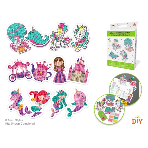 Fairytale: 8cm Diy Diamond Art Fridge Magnet Makes 4 Asst12eax3styl B) Fairytale