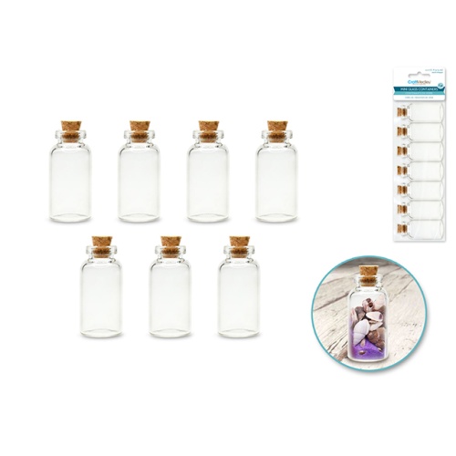 Glass Bottles: Mini Containers w/Cork Lid x7 5ml