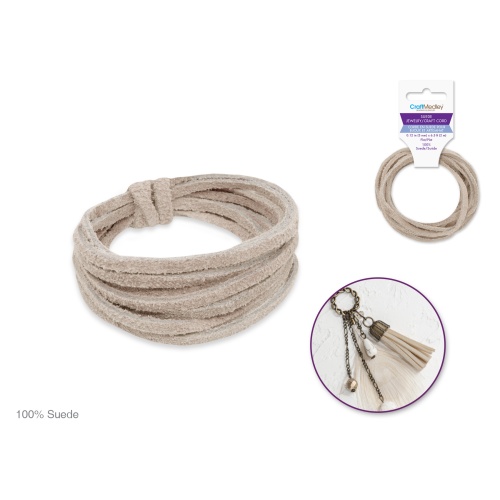 Jewelry/Craft Cord Natural: 100% Suede 3mm Flat x2m