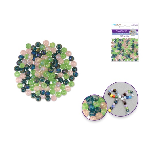 Meadow Glass Beads: 6mm Round A/b Polish Effect 30g B) Meadow