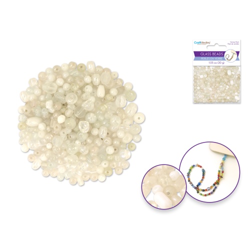 Oyster Glass Beads: 4mm-6mm Mix Luster Polish 30g B) Oyster