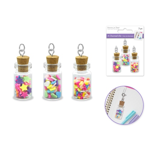 Paper Craft Emb: Charmed Life Asst Charms w/Hoop Finding B) Mini Sprinkle Vials