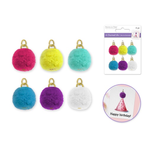 Paper Craft Emb: Charmed Life Asst Charms w/Hoop Finding D) Glamour Poms