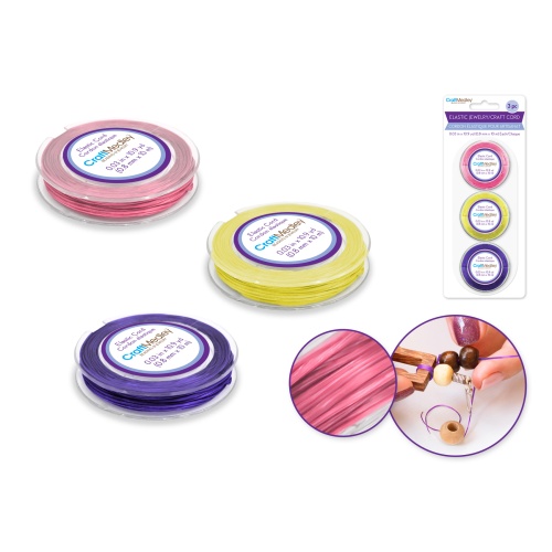 Pastel Mix 30m Elastic Cord 3 Asst Rolls 0.8mmx10m A)  Jewelry/craft Cord