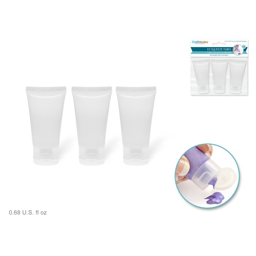 Plastic Bottles 3pk 20ml EZ-Squeeze Clear Paint & Glue Tubes 0.68fl.oz
