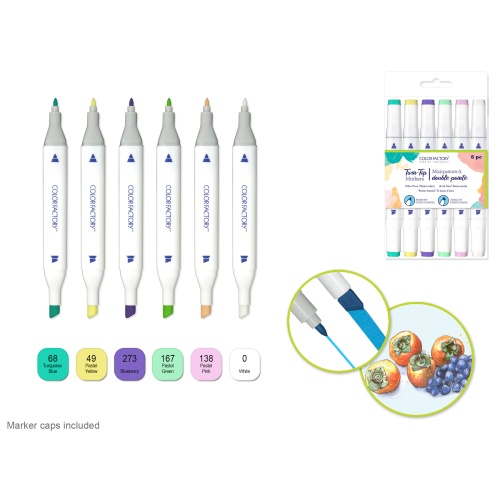Water-Based Twin Markers Fine+Broad Tips 6pk B) Pastels