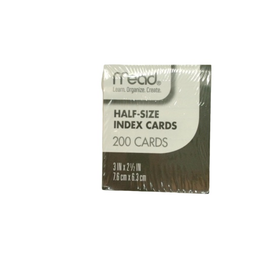 Half Size Index Cards 200pk. 3 x 2.5