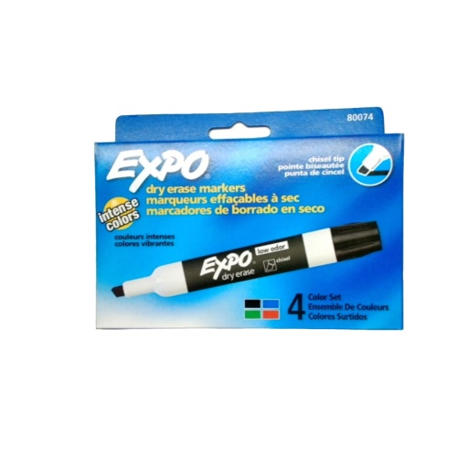 Dry Erase Markers 4pk. Ass't Colours Chisel Tip Expo