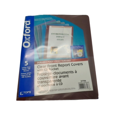 Front Report Covers 5pk. Clear Letter Size Poly Oxford