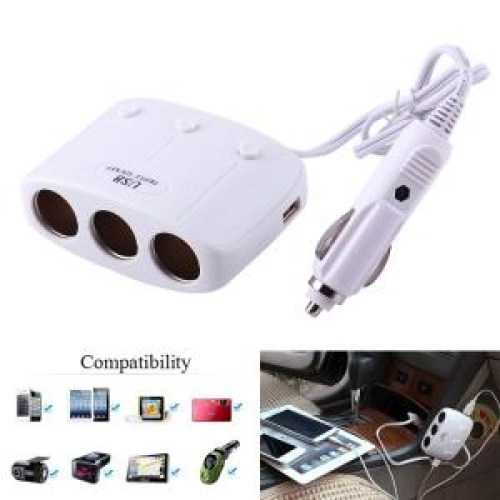 Accessory - Lighter Socket Splitter 3 Port with USB Charger