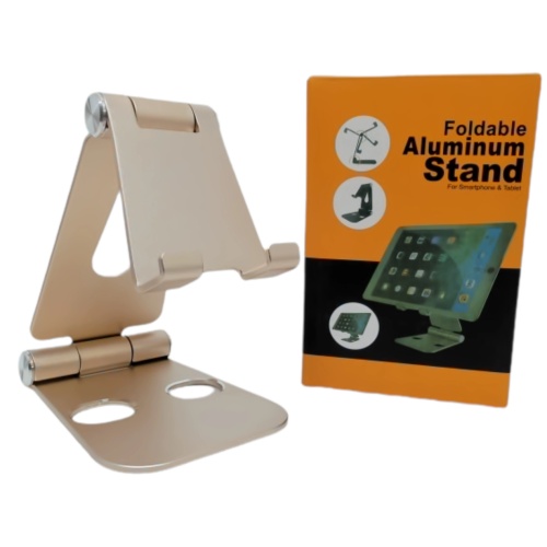 Aluminum stand for phone or tablet - rose gold foldable