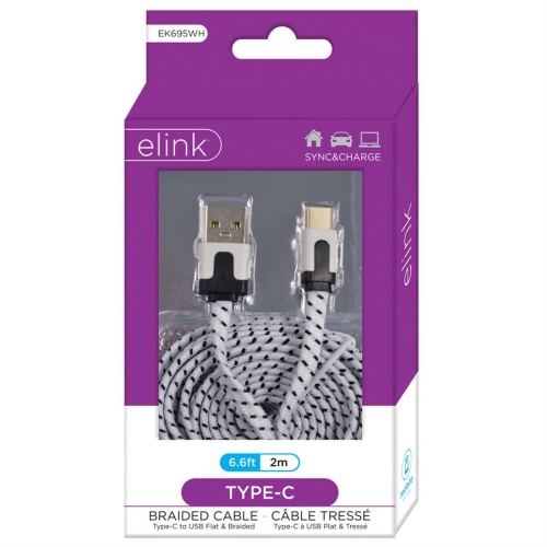 Cable - USB Type-C® 6.6ft White Braided