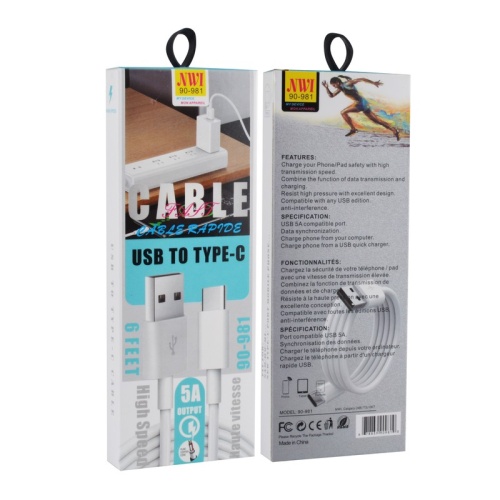 Cable - Usb Type-c® 6ft White Nwi