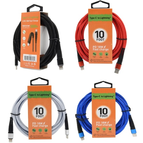 Cable - USB Type-C® to Lightning™ 10 Ft - assorted colours each sold individually