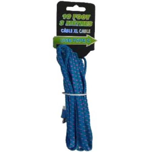 Cable Type-C® 10 foot braided USB assorted colours