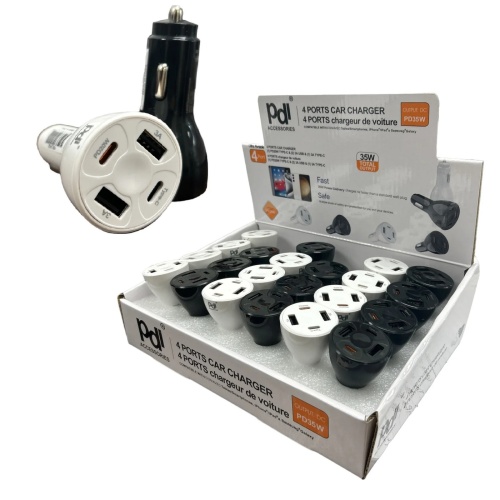 Car Charger 35W 2x USB-A & 2x USB Type-C®