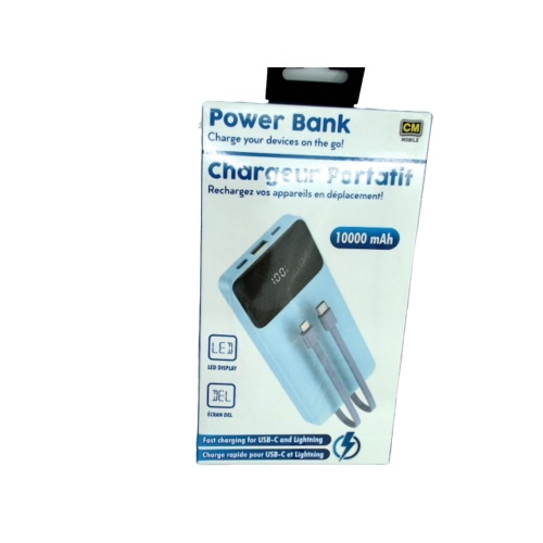 Powerbank 10,000 mAh - LED display - fast charging USB-C and Lightning™