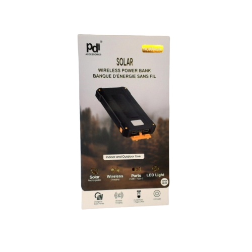 Solar Wireless Powerbank 10,000mah Wireless Charging 2 Usb 1 Type-c™ Ports