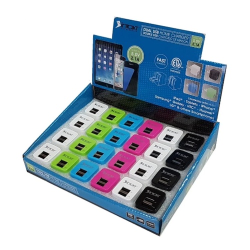 USB Wall Charger 2.1A - assorted colours each sold individually