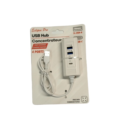 USB hub 4 ports 2 USB-A 2 USB-C PD fast charge