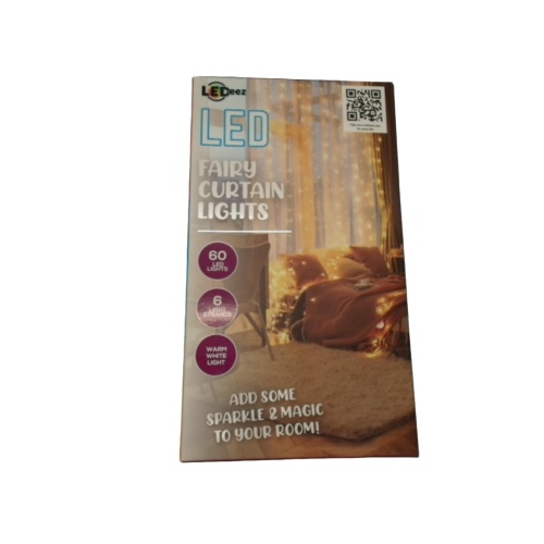 LED fairy curtain lights 60 LEDs 6 strands warm white 3 AA batteries required