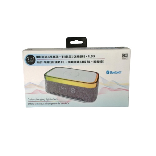 Wireless speaker - 15 watt wireless charger - and clock - bluetooth - powered by USB-C