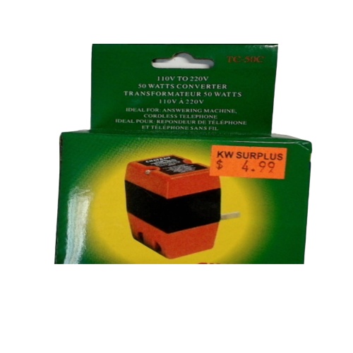 International Travel Converter 110VAC in to 220VAC out convert house outlet type