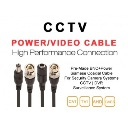 BNC+DC 12 foot Pre-made Video Power Cable For CCTV Security Camera Surveillance Use Available