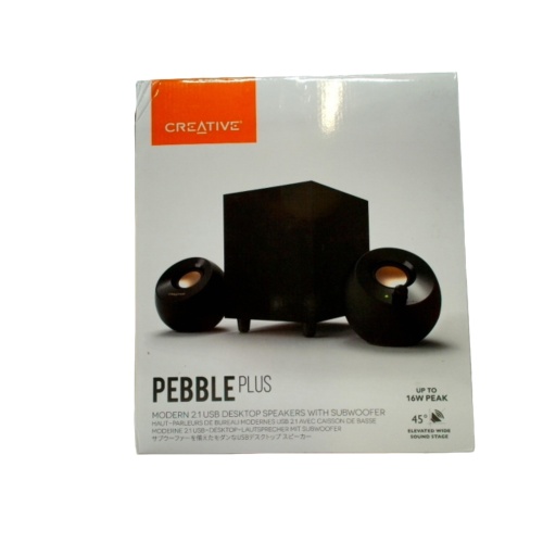 Pebble Plus Modern 2.1 USB Desktop Speakers w/Subwoofer 16W Peak Creative