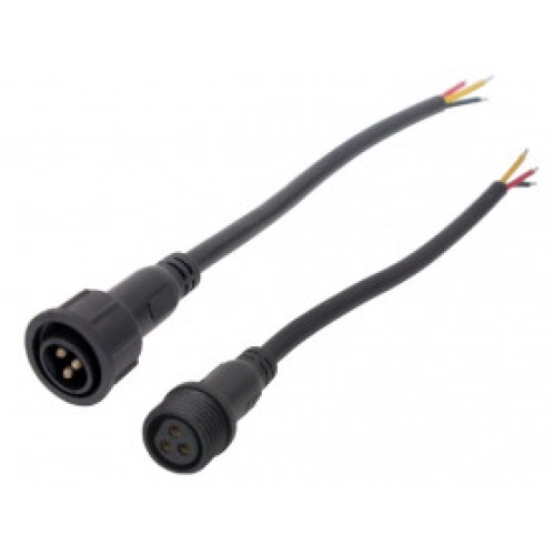 3/18 AWG electrical waterproof cable male/ female. 10A max. Length 2 x 15 cm wire