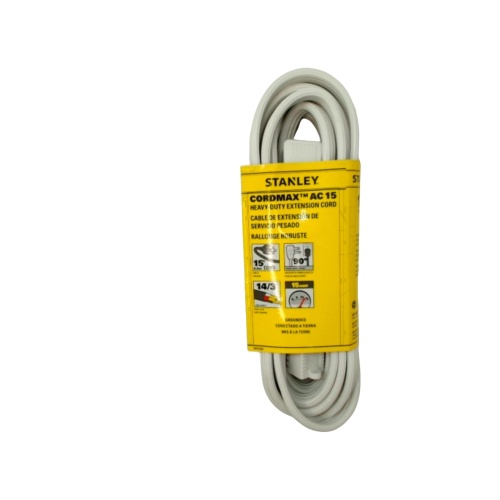 Heavy duty extenstion cord - 15 foot white 3 prong 14/3 Stanley