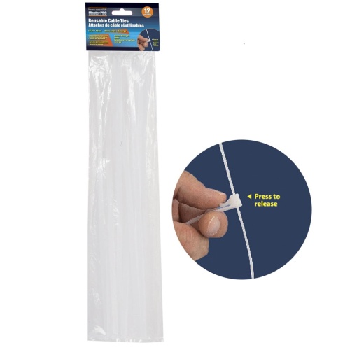 Cable Ties Reusable 12-PC, 8mmx15.7, header card Home Essentials Master Pro