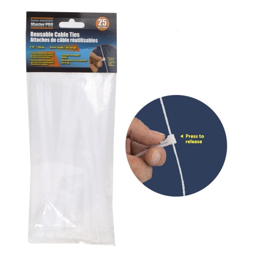 Cable Ties Reusable 25-PC, 8mmx7.8,  Header card Home Essentials Master Pro