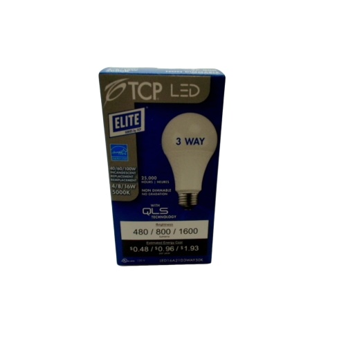 Light Bulb LED 3 Way 4/8/16W (40/60/100W Replacement) TCP