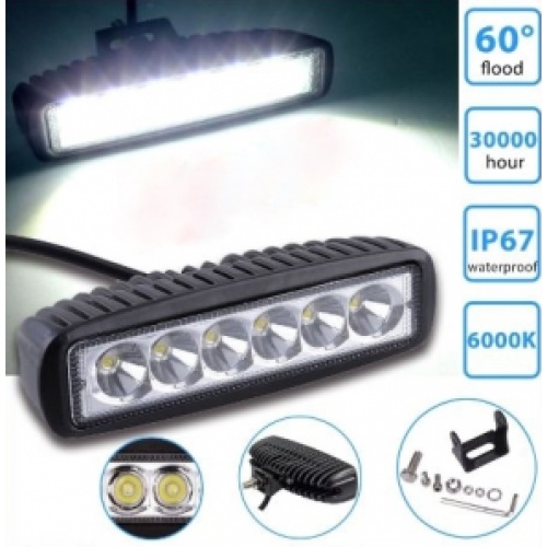 Fog light 18 watt 6 LED x 3 watts each 60 degree beam 12-24 volt DC