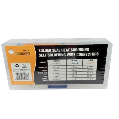 Solder Seal Wire Connectors 50pk. Heat Shrinking Self Soldering Prograde