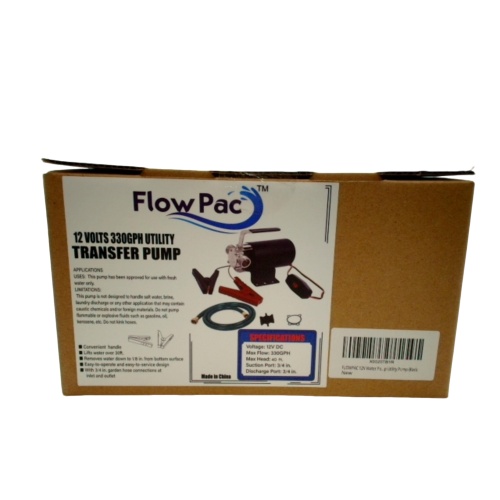 Utility Transfer Pump 12V 330gph 3/4 Ports Fresh Water Only Flow Pac
