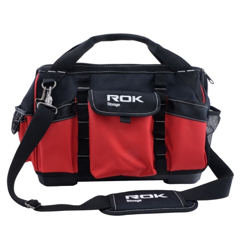 Tool bag 16 inch hard base with polyester sides - 15 exterior pockets, 12 interior