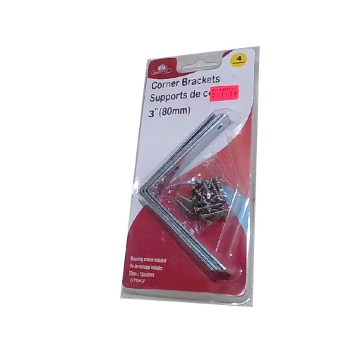 Corner Brackets 3 Inch 4pcs. Set W/ 16 Screws