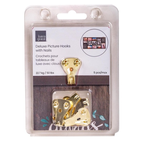 Picture Hooks KG 5-PC 2 Hole Weight limit: 50lbs, Clam shell