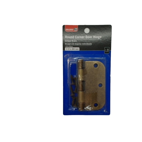 Round Corner Door Hinge 3.5 Antique Brass Bulldog