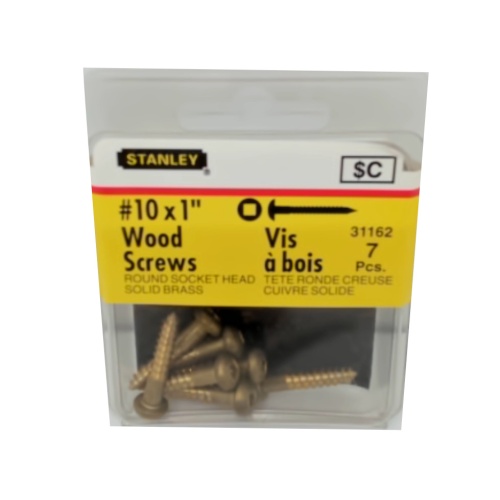 Wood Screws #10 x 1 7pk. Round Socket Head Solid Brass Stanley