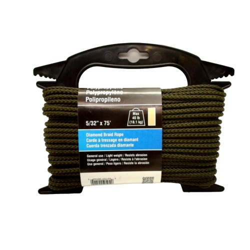Diamond Braid Rope Polyproylene 5/32 x 75' 40lb. Green Onward