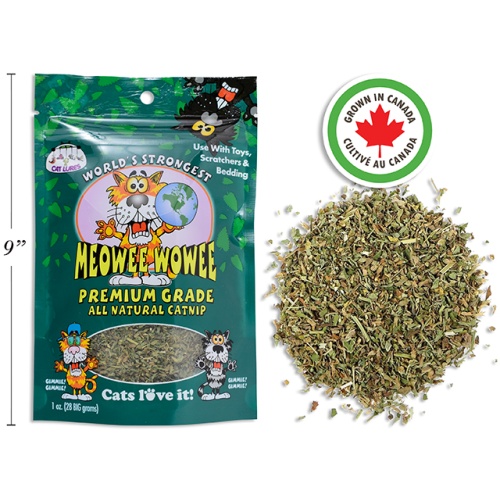 Catnip Premium Grade All Natural 1oz. Peggable Printed Bag. Grown in Canada Meowee